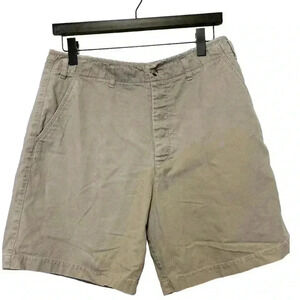 Eddie  Bauer High Rise Women’s Heavy Duty Khaki Shorts Button Up Fly Flat Front